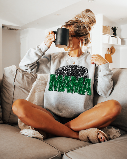 Mama Dark Green Glitter Hockey Puck