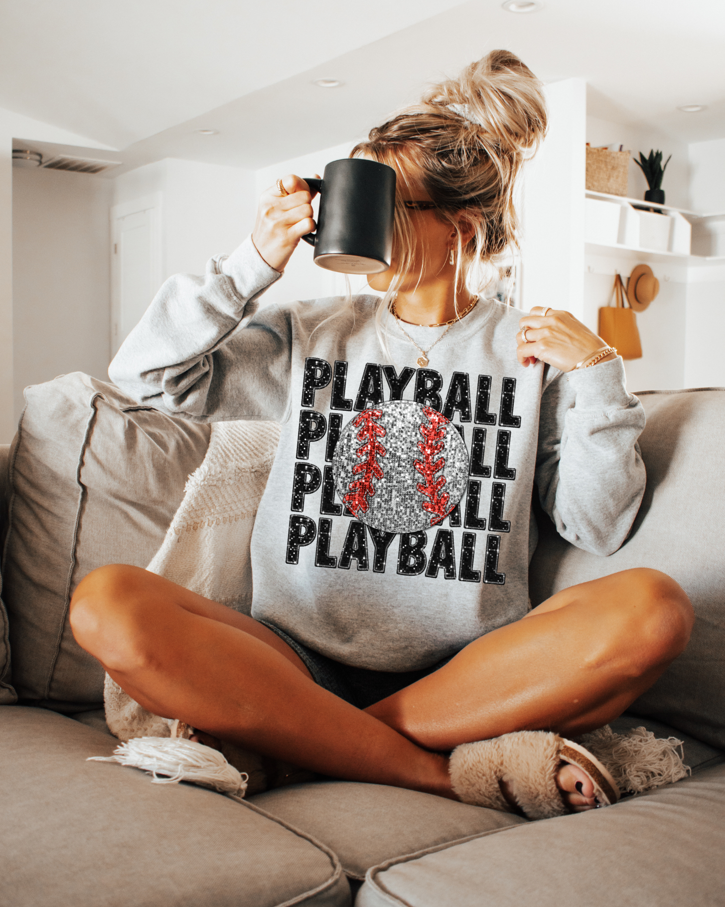 Play Ball Baseball Black Glitter