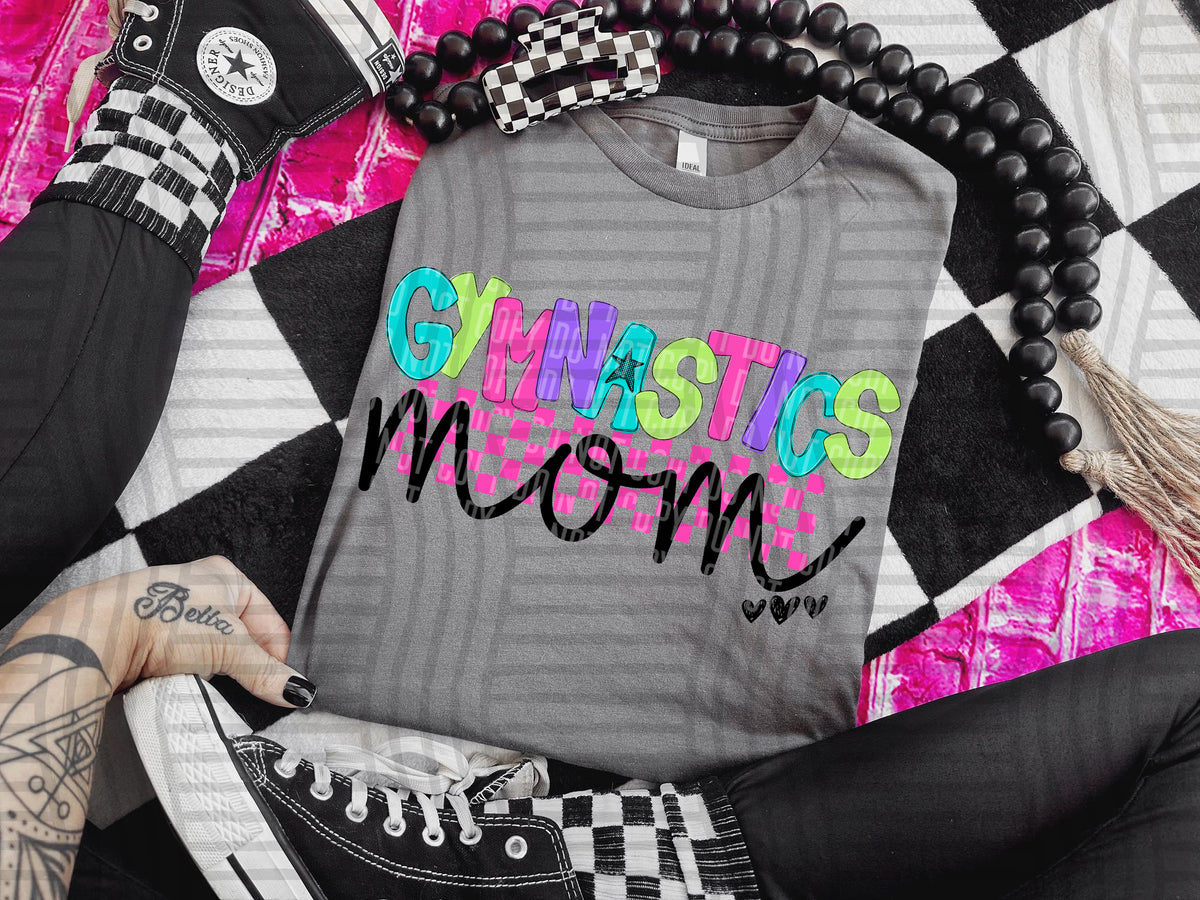 GYMNASTICS MOM COLORFUL STARS CHECKERS