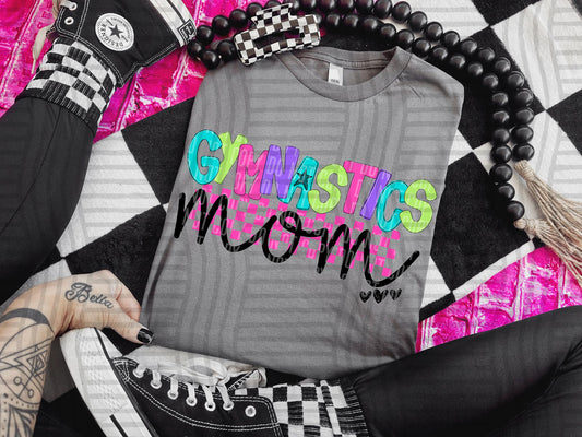 GYMNASTICS MOM COLORFUL STARS CHECKERS