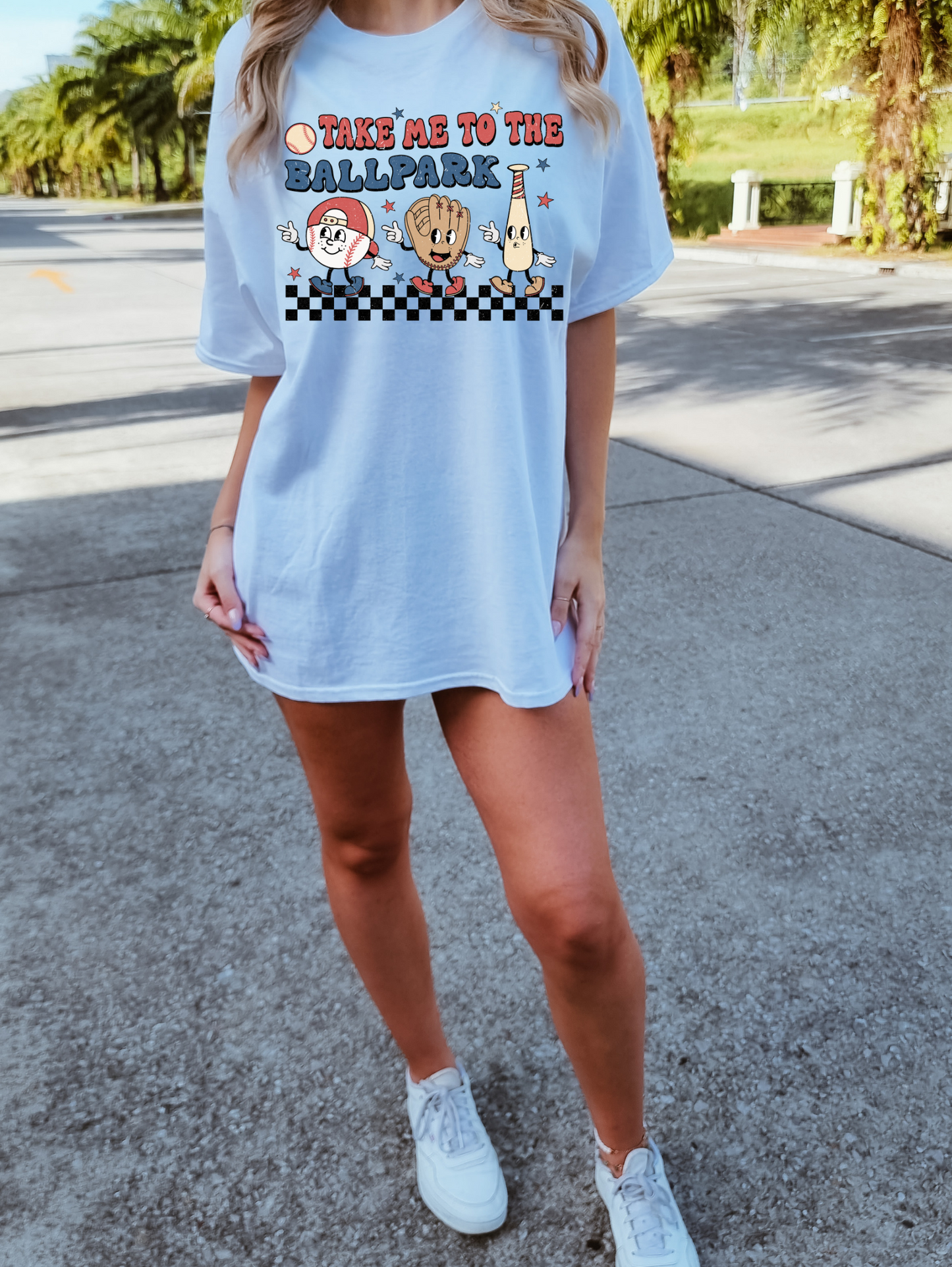 Take me out to the ballpark-black checkered