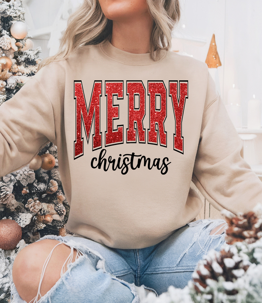 Merry Christmas Red Glitter