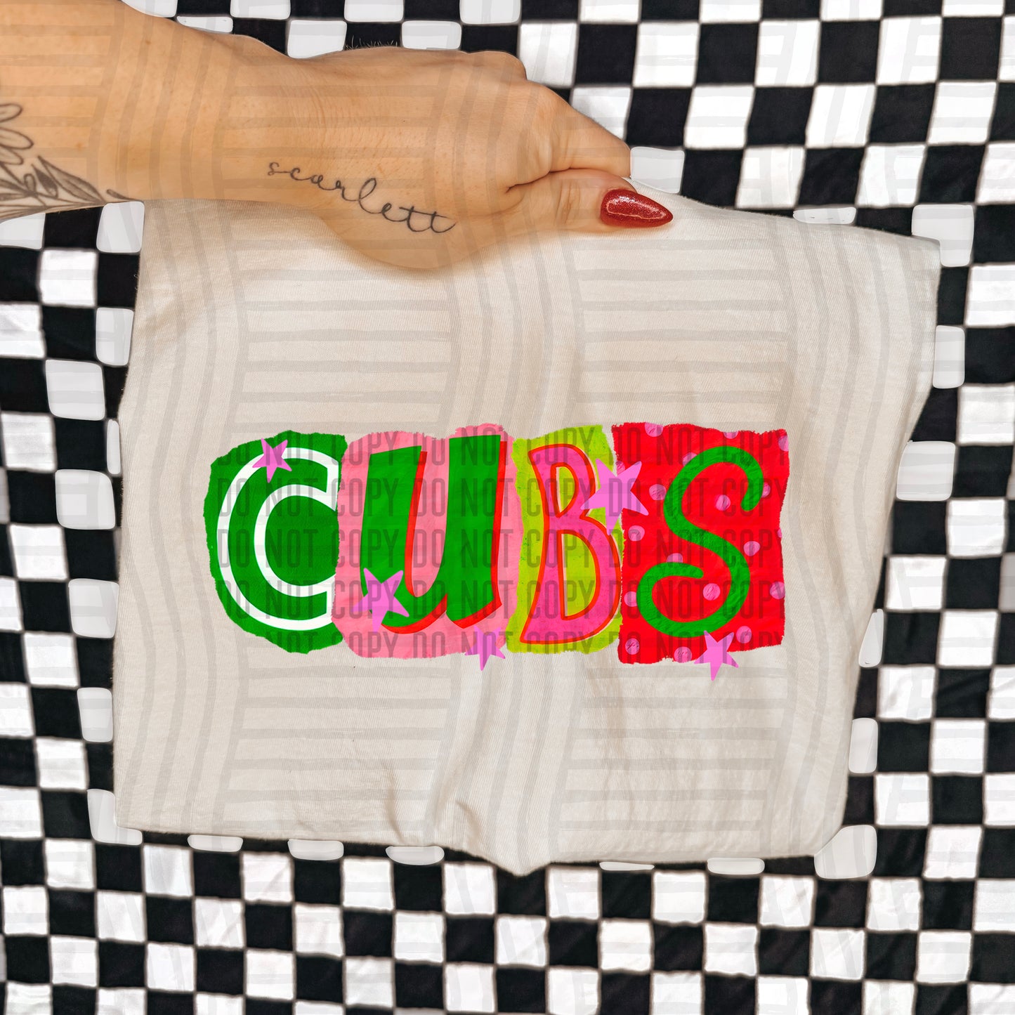 CUBS RED & GREEN CHECKERS