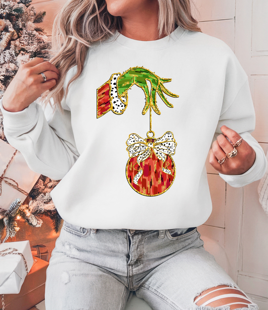 Green Man Hand Holding Ornament