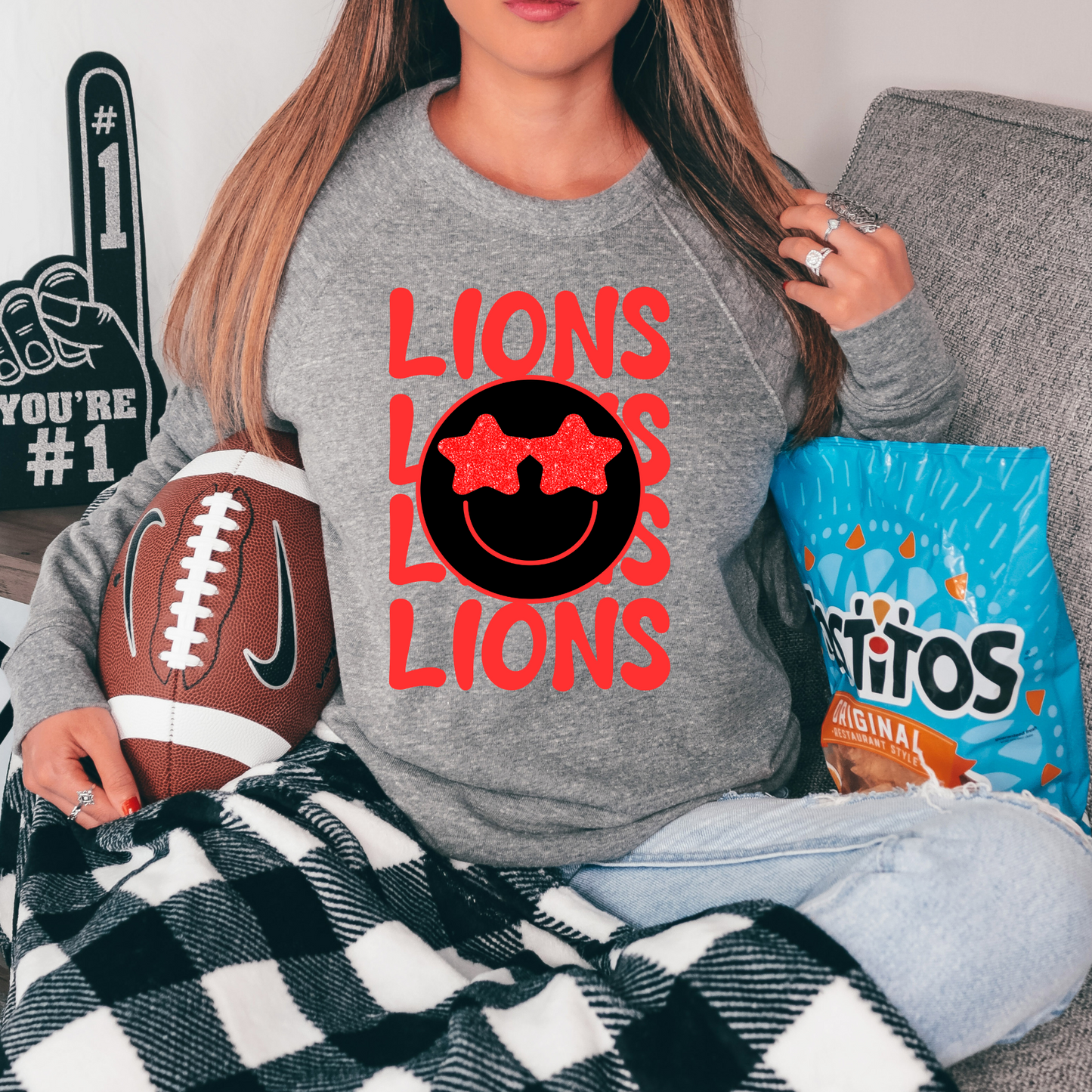 Lions Stacked With Smiley (RED)