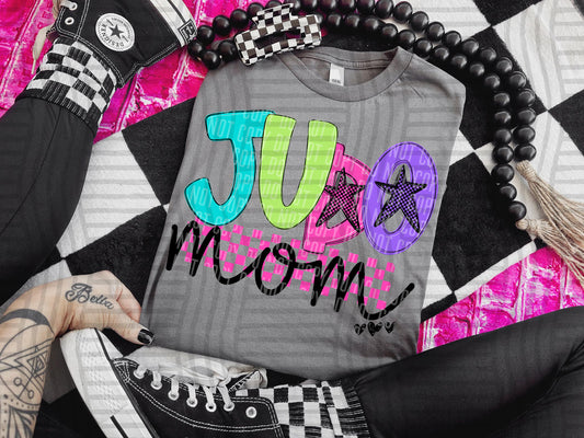 JUDO MOM COLORFUL STARS CHECKERS