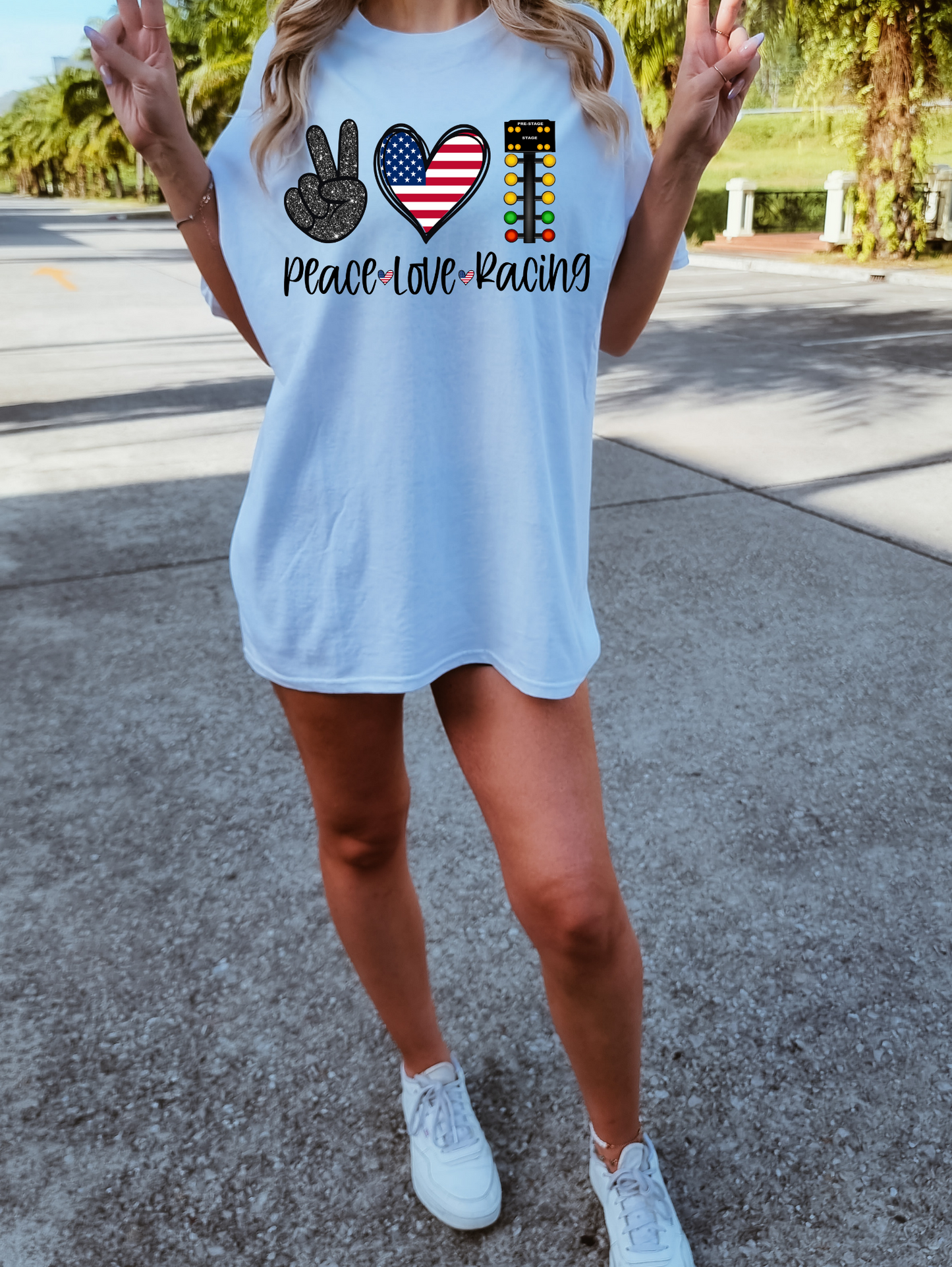 Peace Love Racing- American flag heart