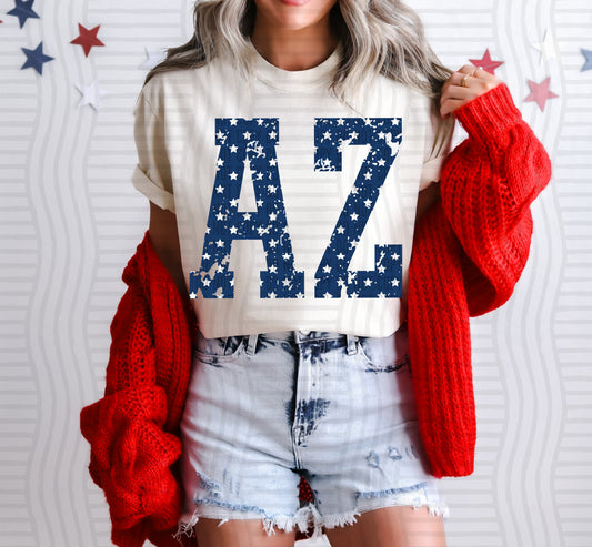 AZ BLUE WITH STARS & DISTRESSED