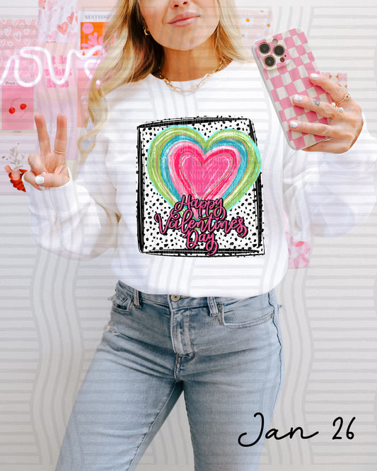 HAPPY VALENTINE'S DAY (PINK) COLORFUL HEART
