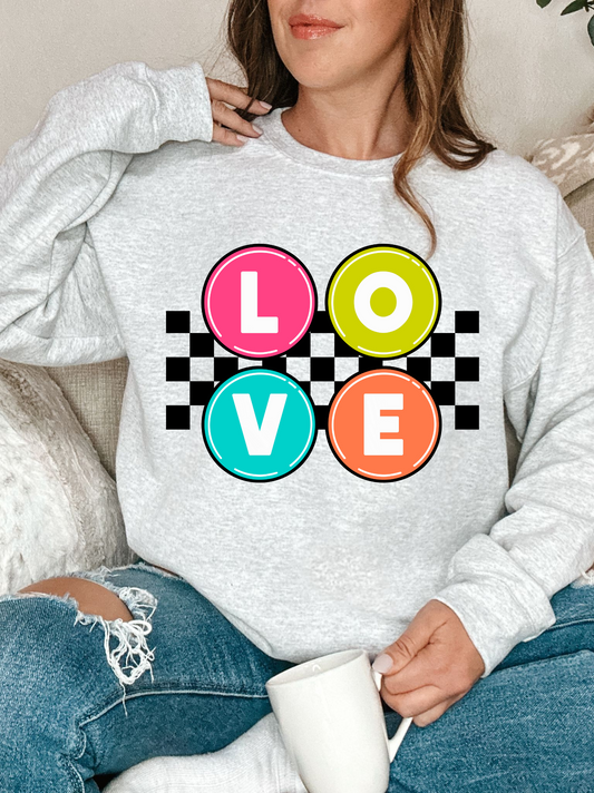 LOVE Circles BLK Checker - DTF Transfer
