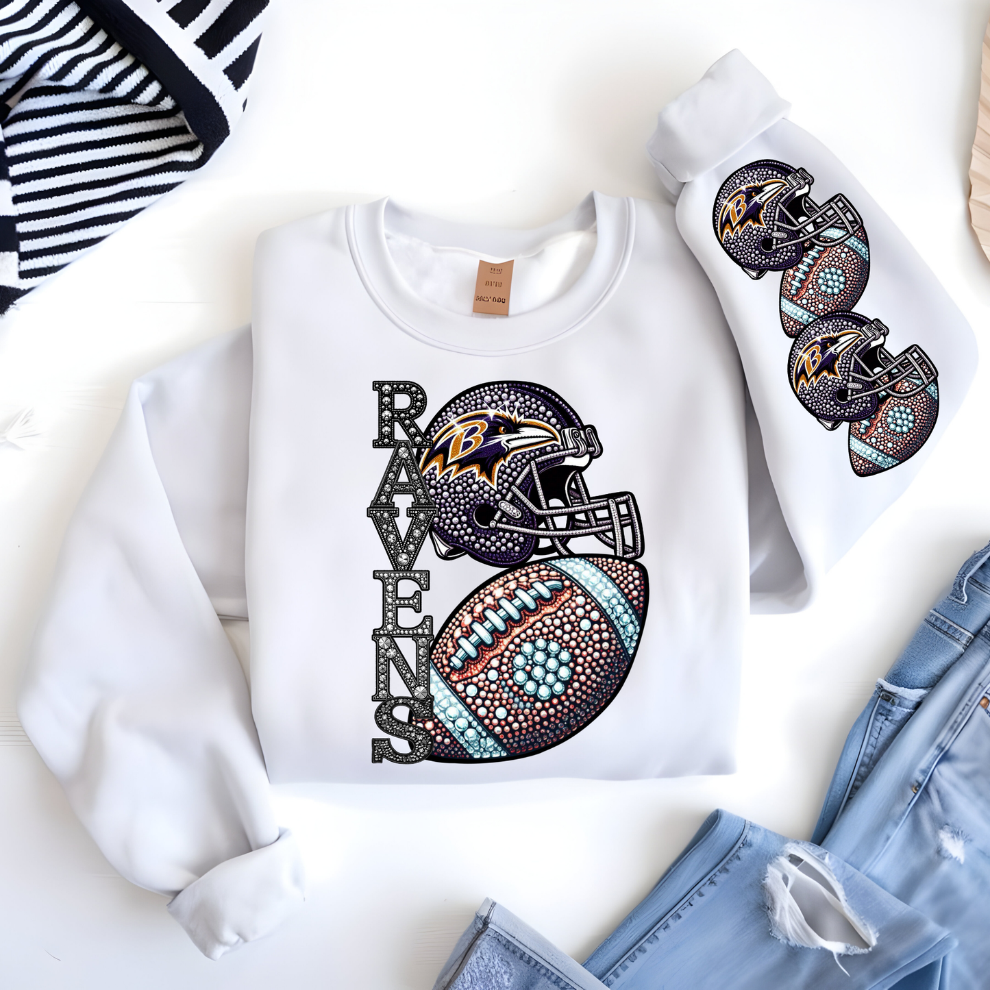 Diamond Studded Football - RAVENS - CHEST