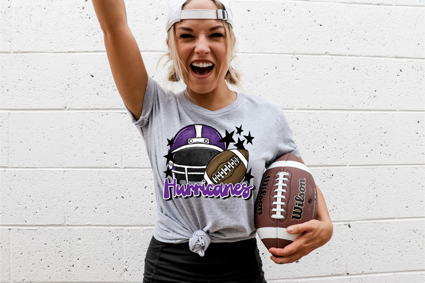 Hurricanes with helmet- purple letters & helmet