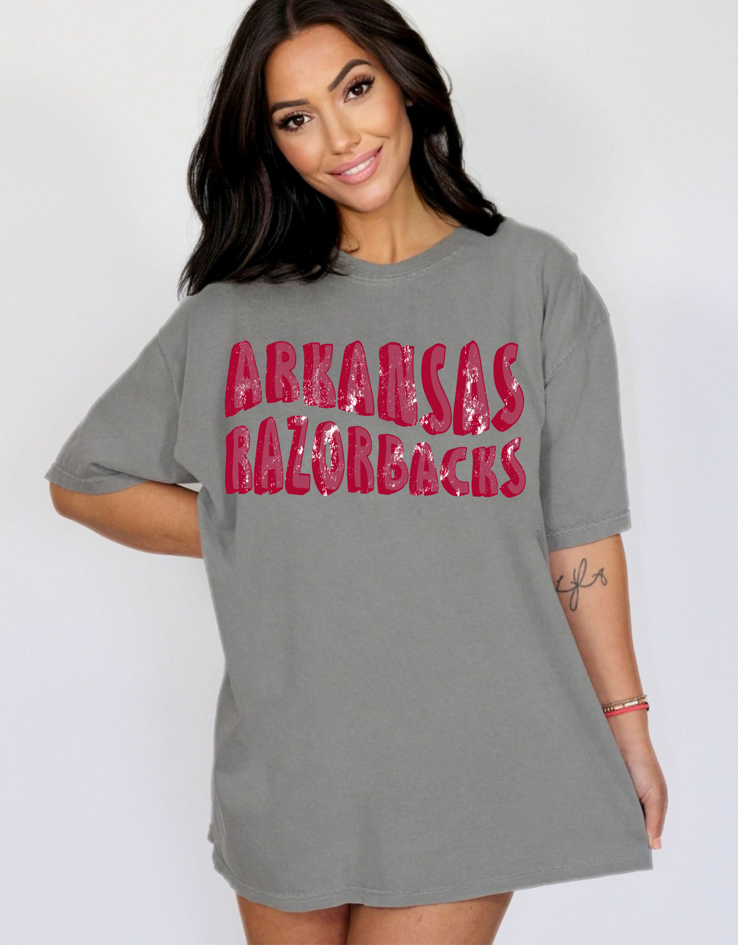 Arkansas Razorbacks- faded red and white
