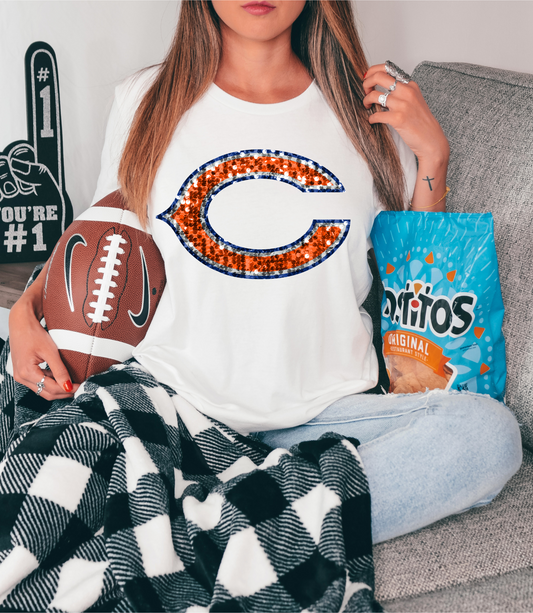 Chicago Bears logo - faux sequin