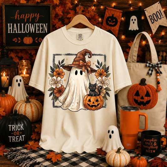 Floral Ghost Pumpkin Frame