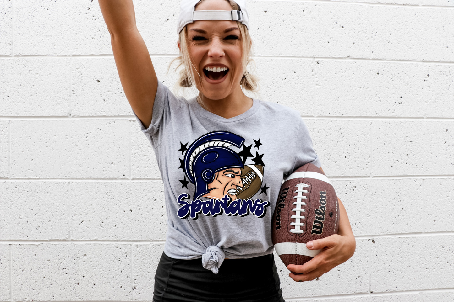 Spartans with mascot-dark blue