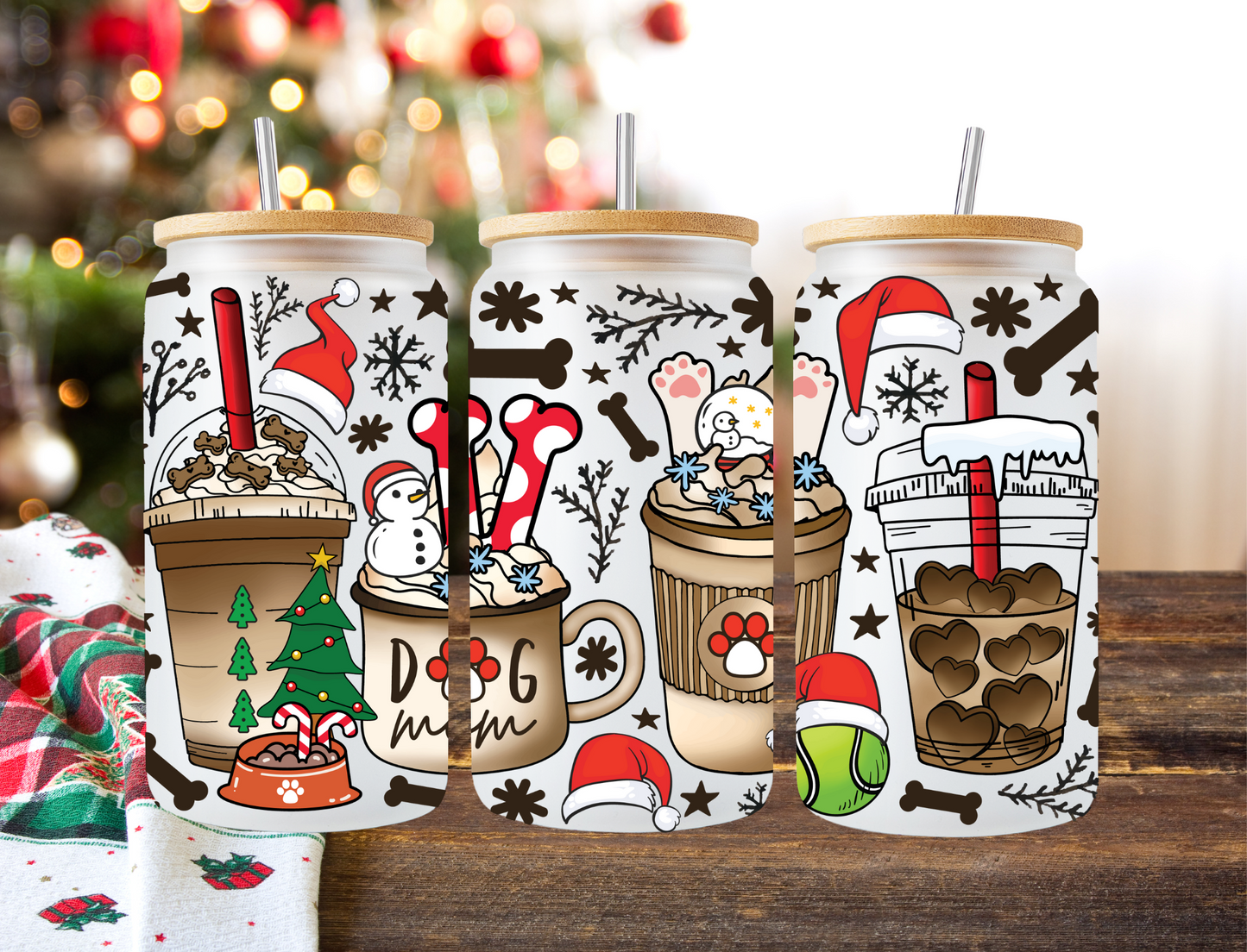 Dog Mom Christmas Drinks - UV Libby Wrap