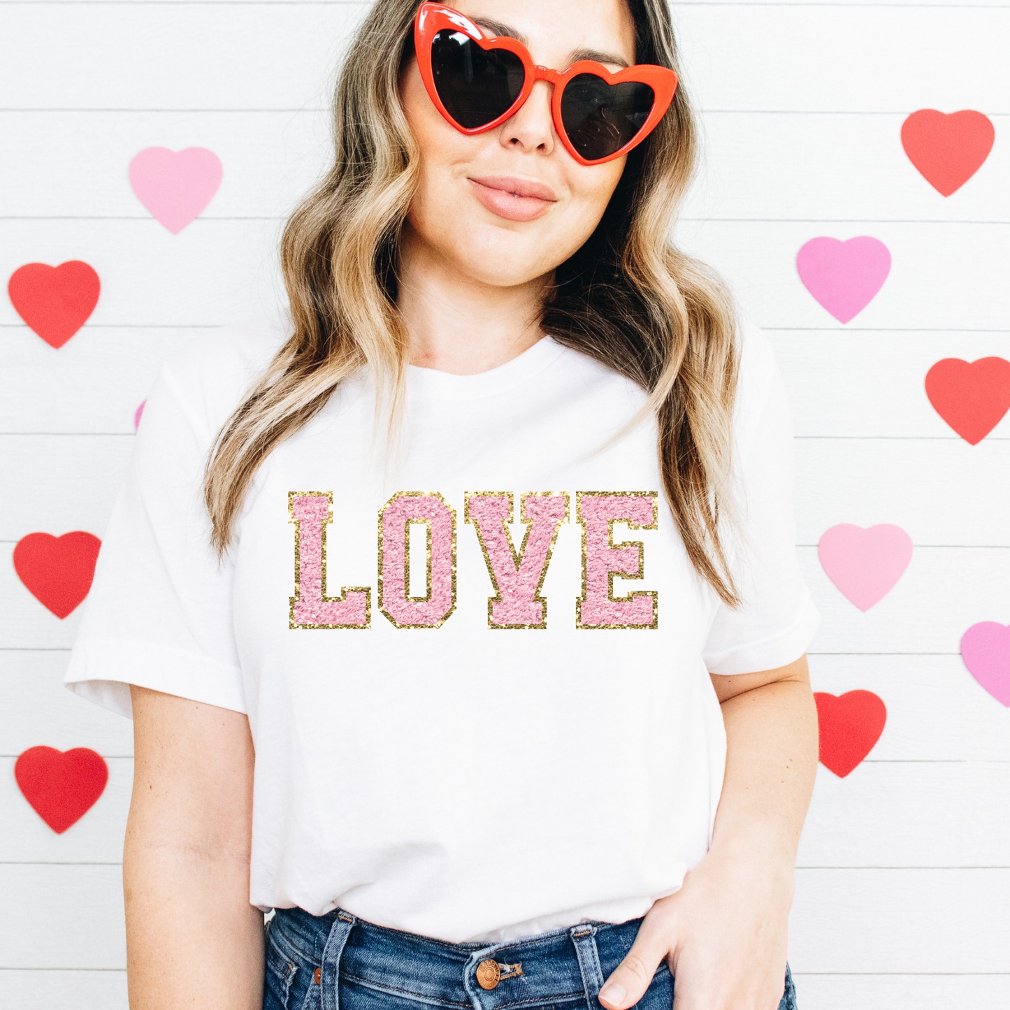 Love Pink Faux Chenille/Gold- DTF Transfer