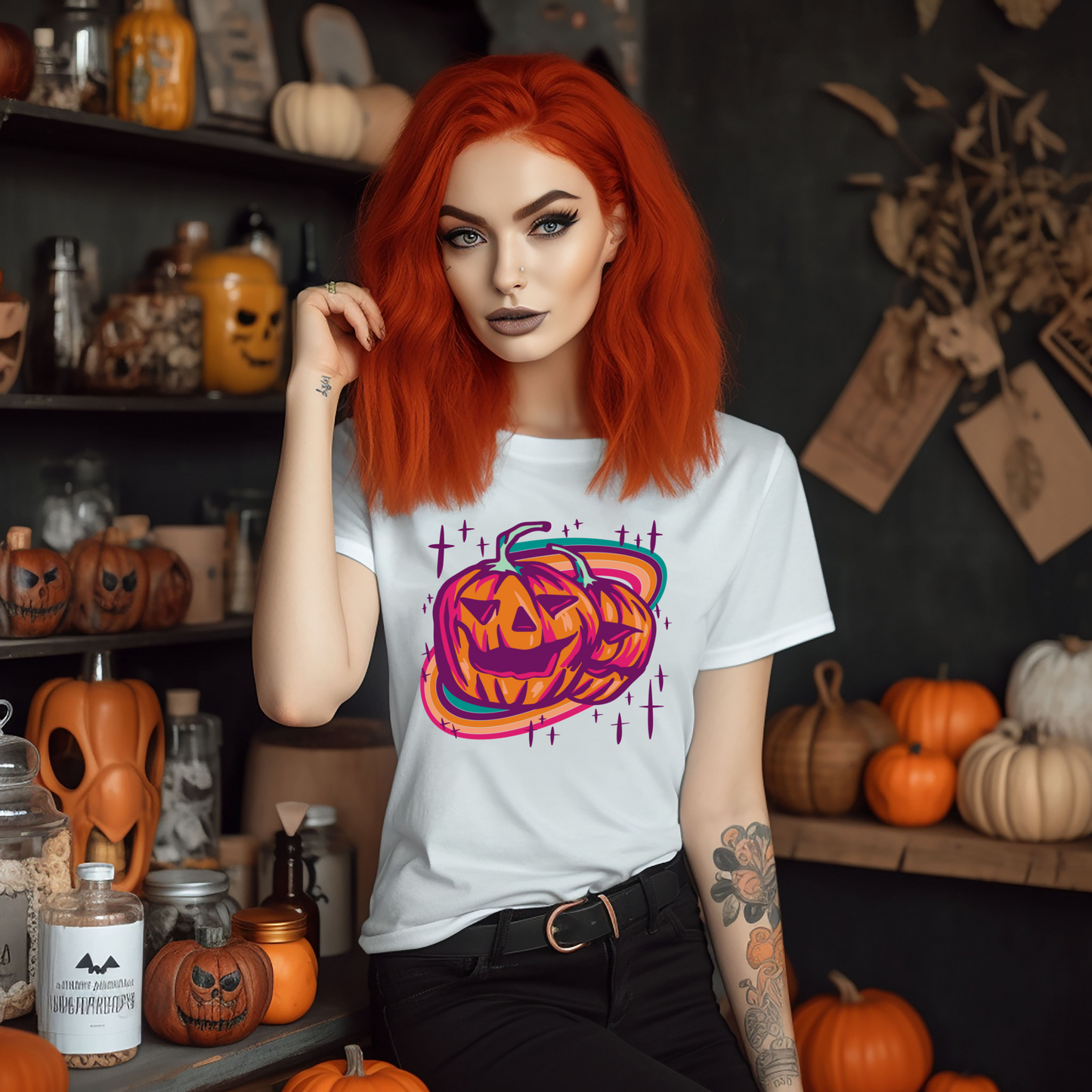 Jack o lanterns and purple sparkle