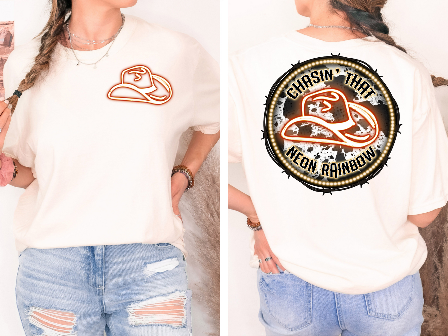 Orange neon cowboy hat - front