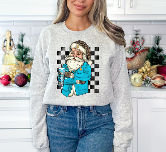 Santa – Checkered/Cyan