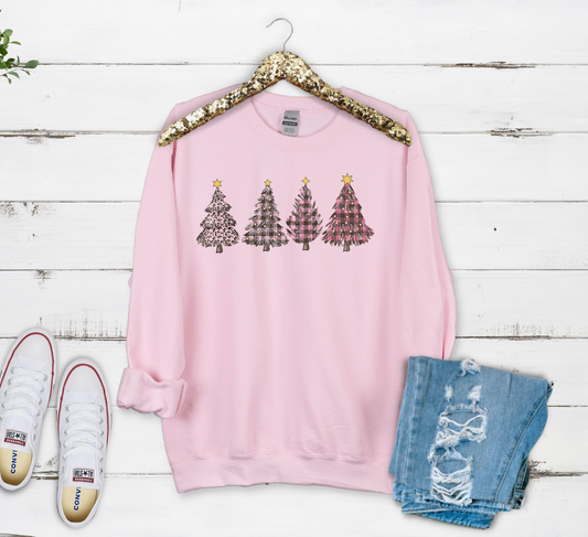 Plaid Christmas Trees - Pink