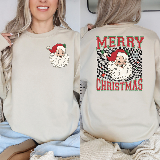Merry Christmas Checkered Santa - BACK