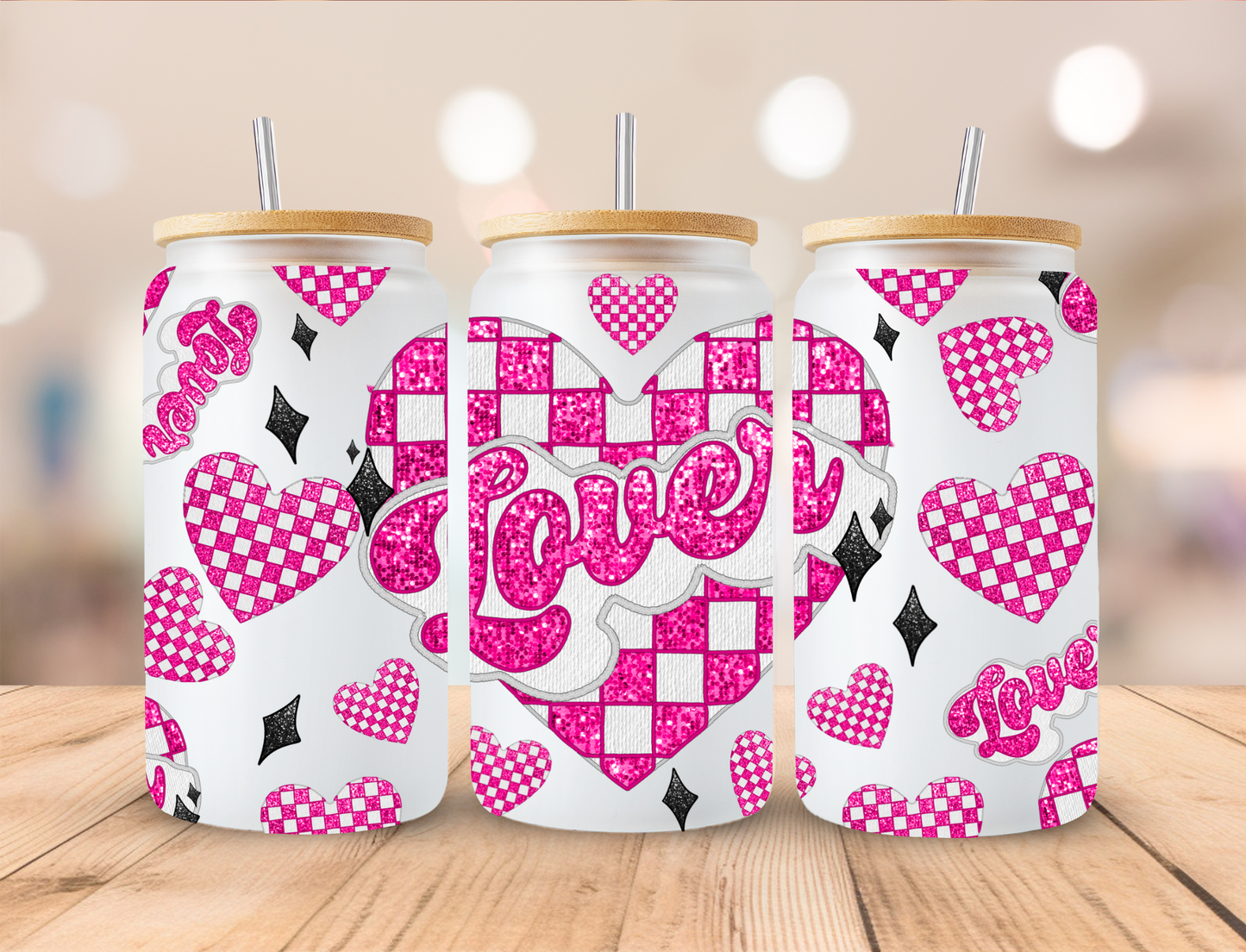 Lover Pink Checker Heart - UV Libby Wrap