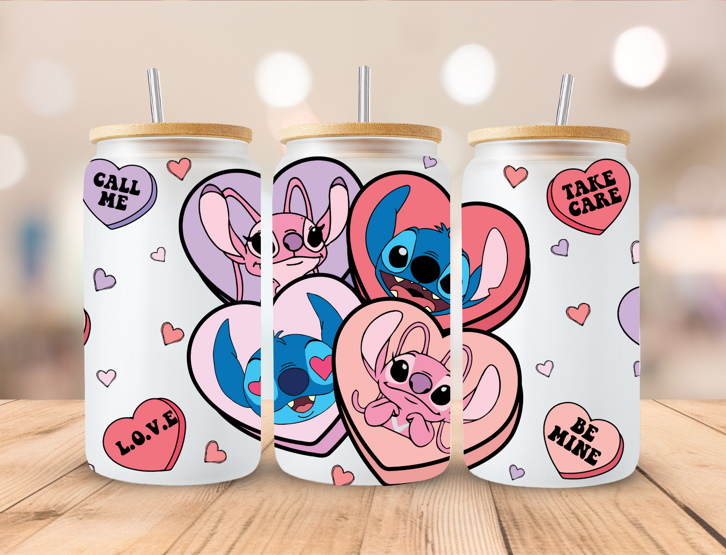 Stitch and Angel Character Hearts - UV Libby Wrap