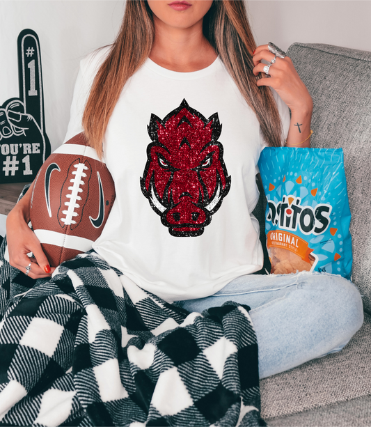 Arkansas Razorback - faux sequin