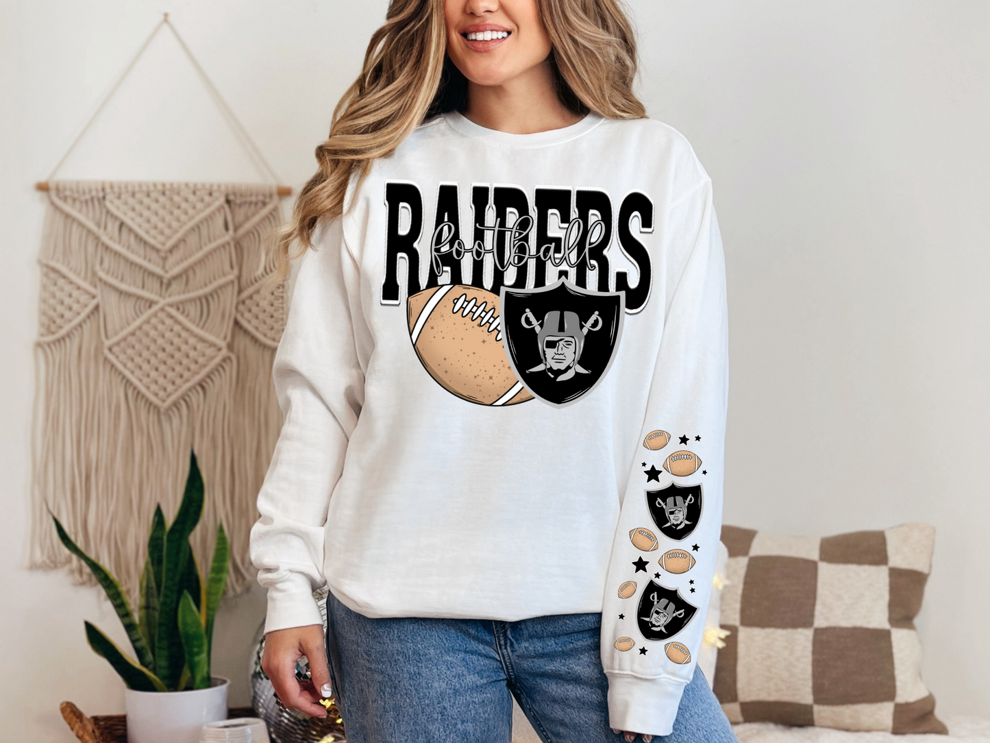 Faux Embroidery Raiders Football -  FRONT