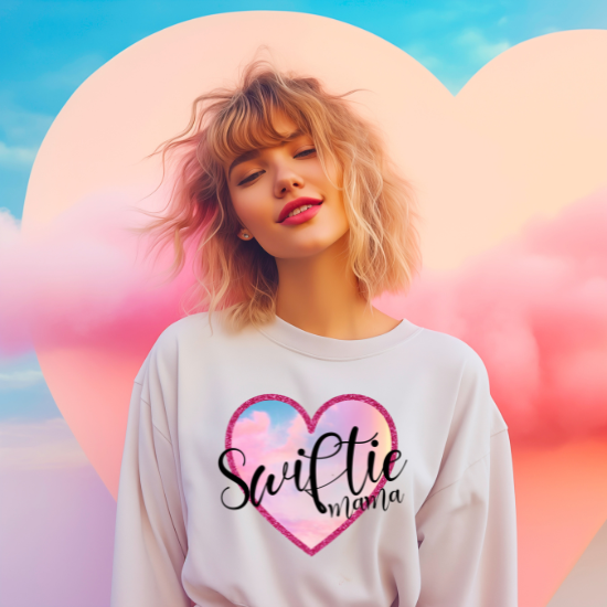 Swifite Mama Pink Cloud Heart/Black -DTF Transfer