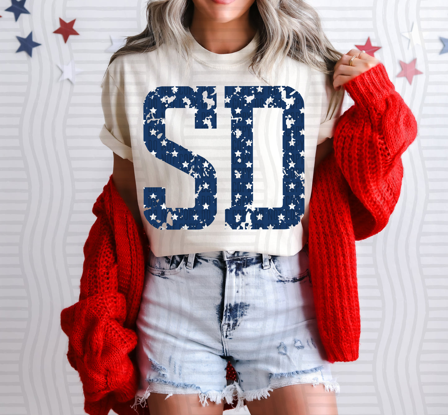 SD BLUE WITH STARS & DISTRESSED