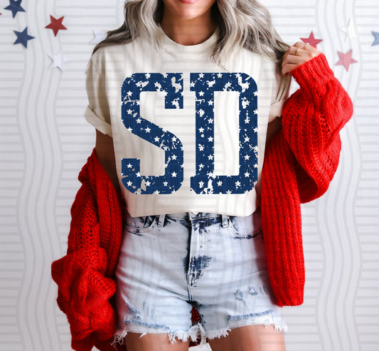 SD BLUE WITH STARS & DISTRESSED