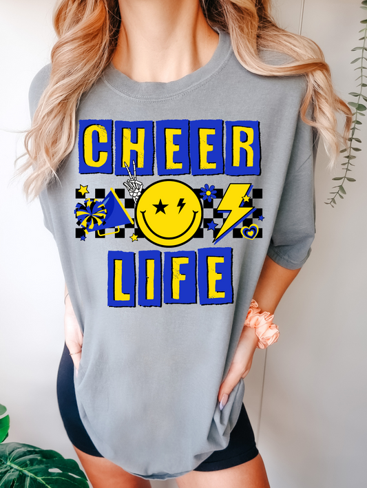 Cheer Life Checkered Retro Smiley Face