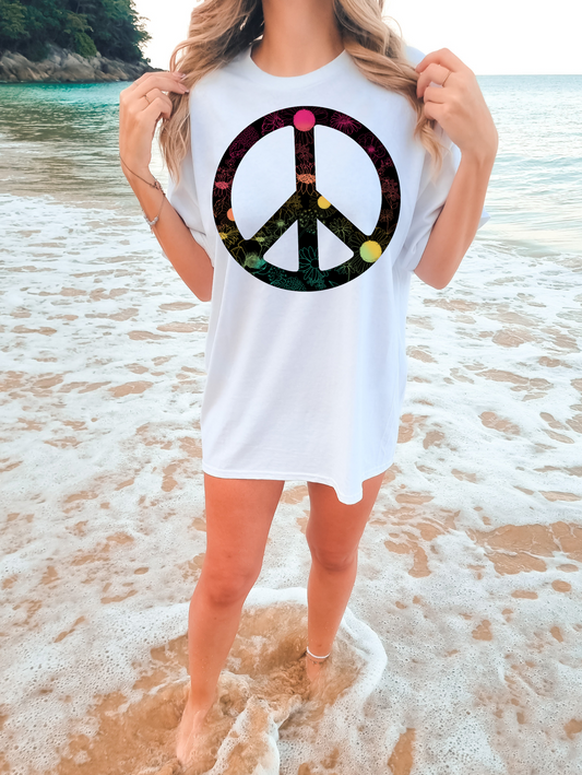 Neon Floral Peace Sign