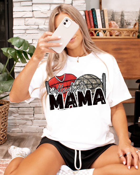 Volleyball Mama (red jersey/glitter)
