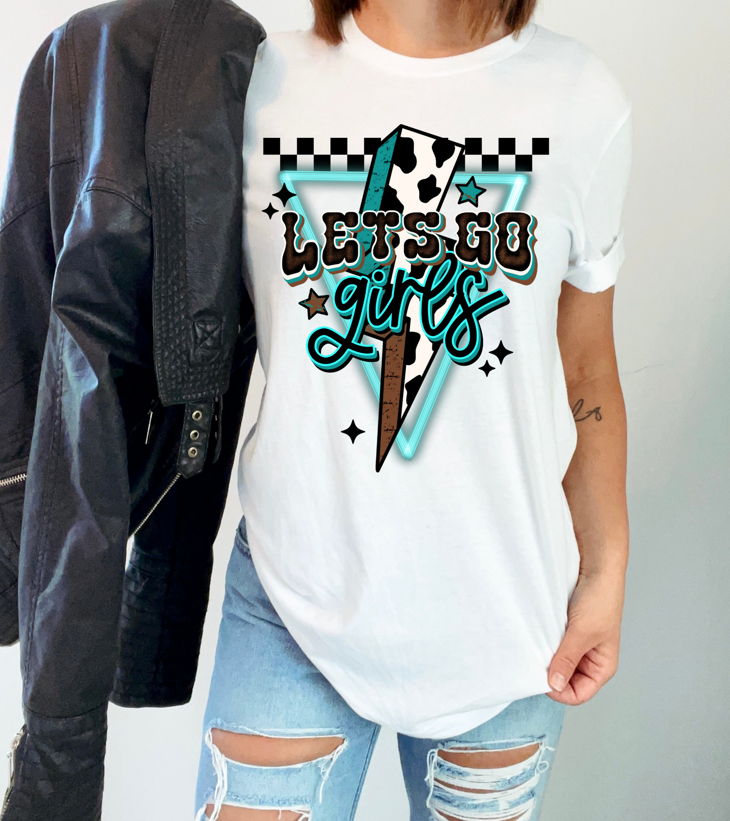 Let's go girls, checkered and cow print