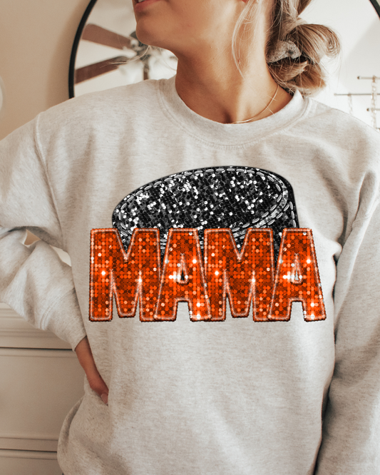 Mama Orange Glitter Hockey Puck
