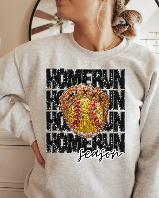Homerun Season Baseball Glove Black Glitter