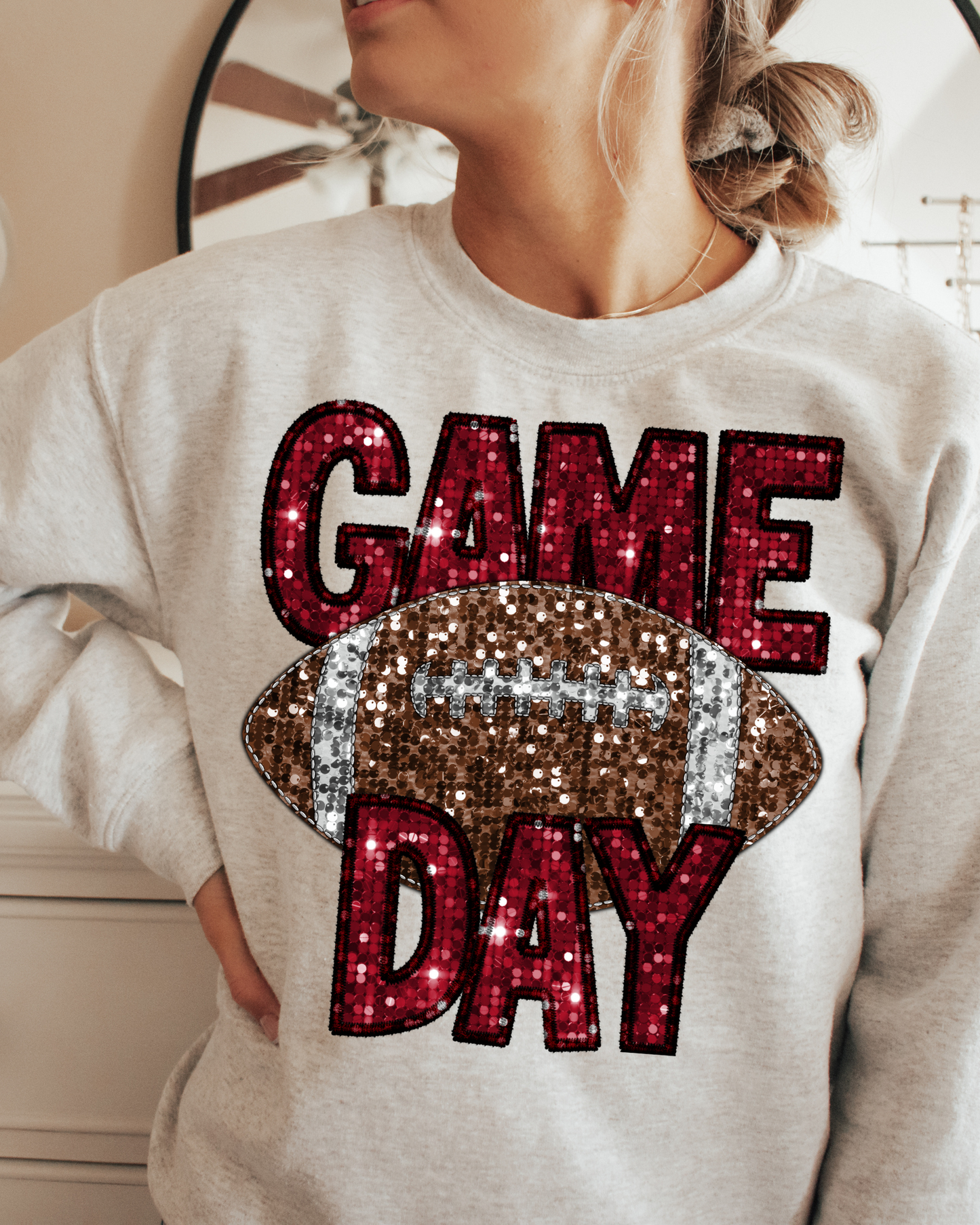 Game Day Football Red Glitter