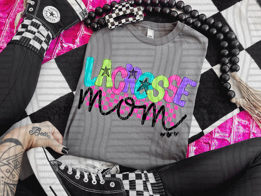 LACROSSE MOM COLORFUL STARS CHECKERS