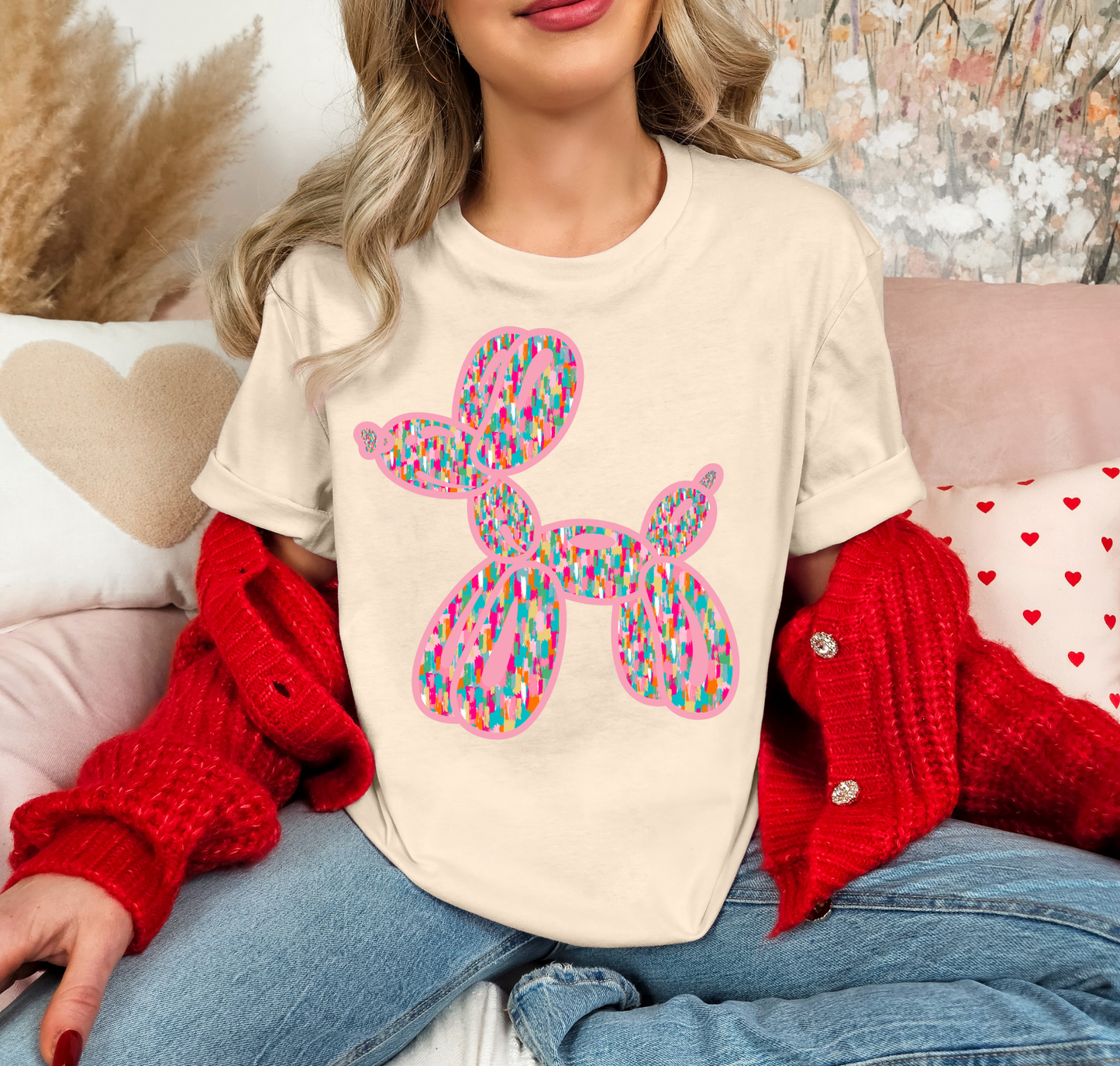 Pink Confetti Balloon Dog