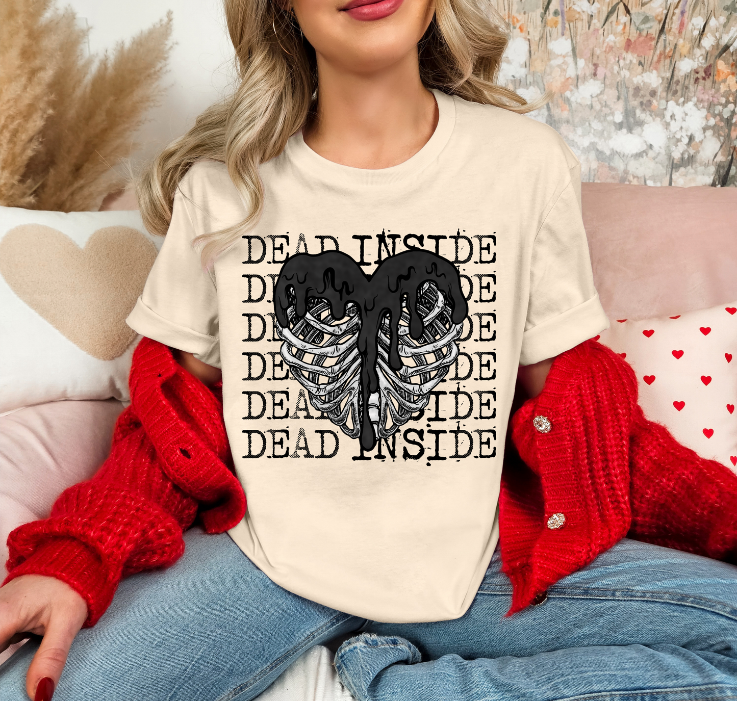 Dead Inside Black Skeleton Heart
