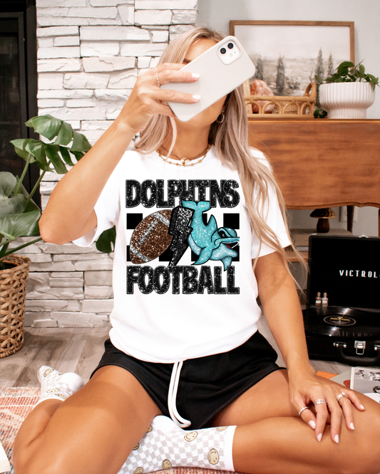 Dolphins Football Black Glitter