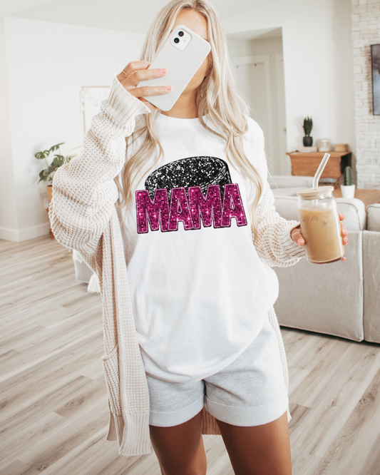 Mama Hockey Puck Purple Glitter