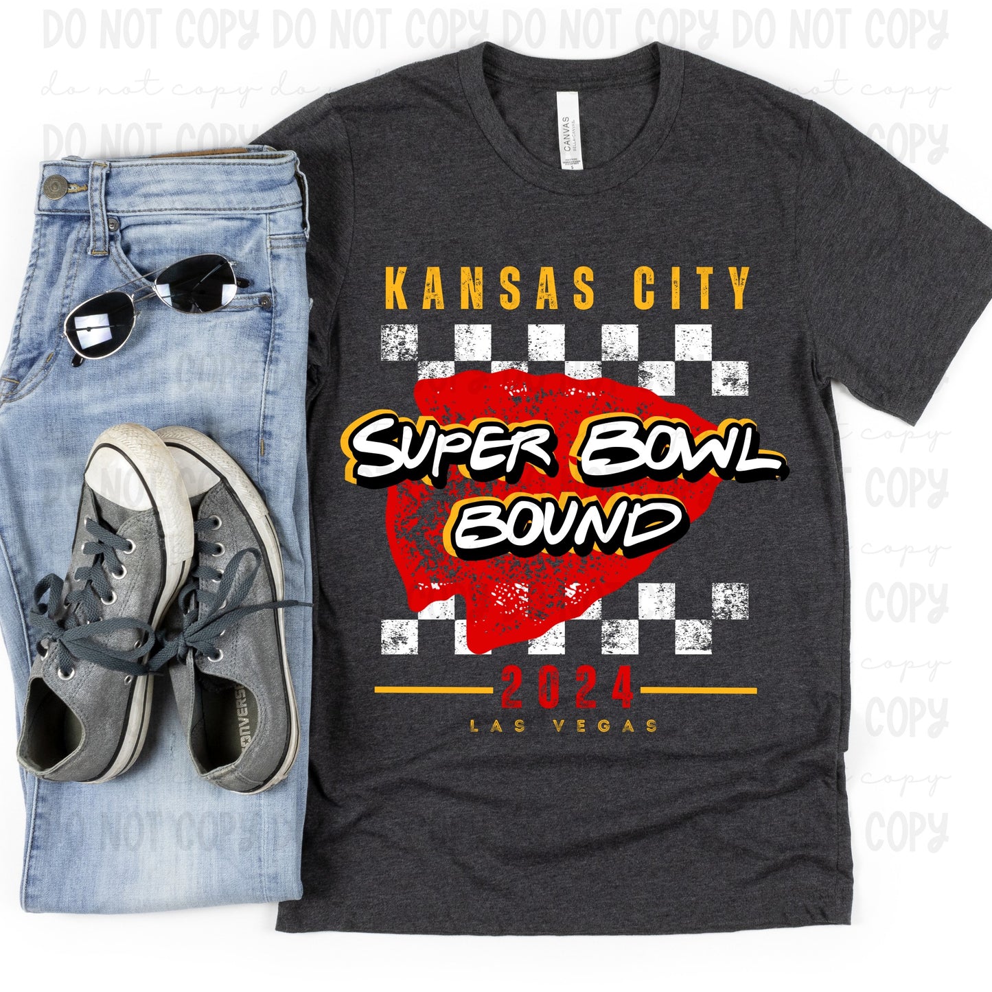 White Checkered Super Bowl Bound 2024 Las Vegas