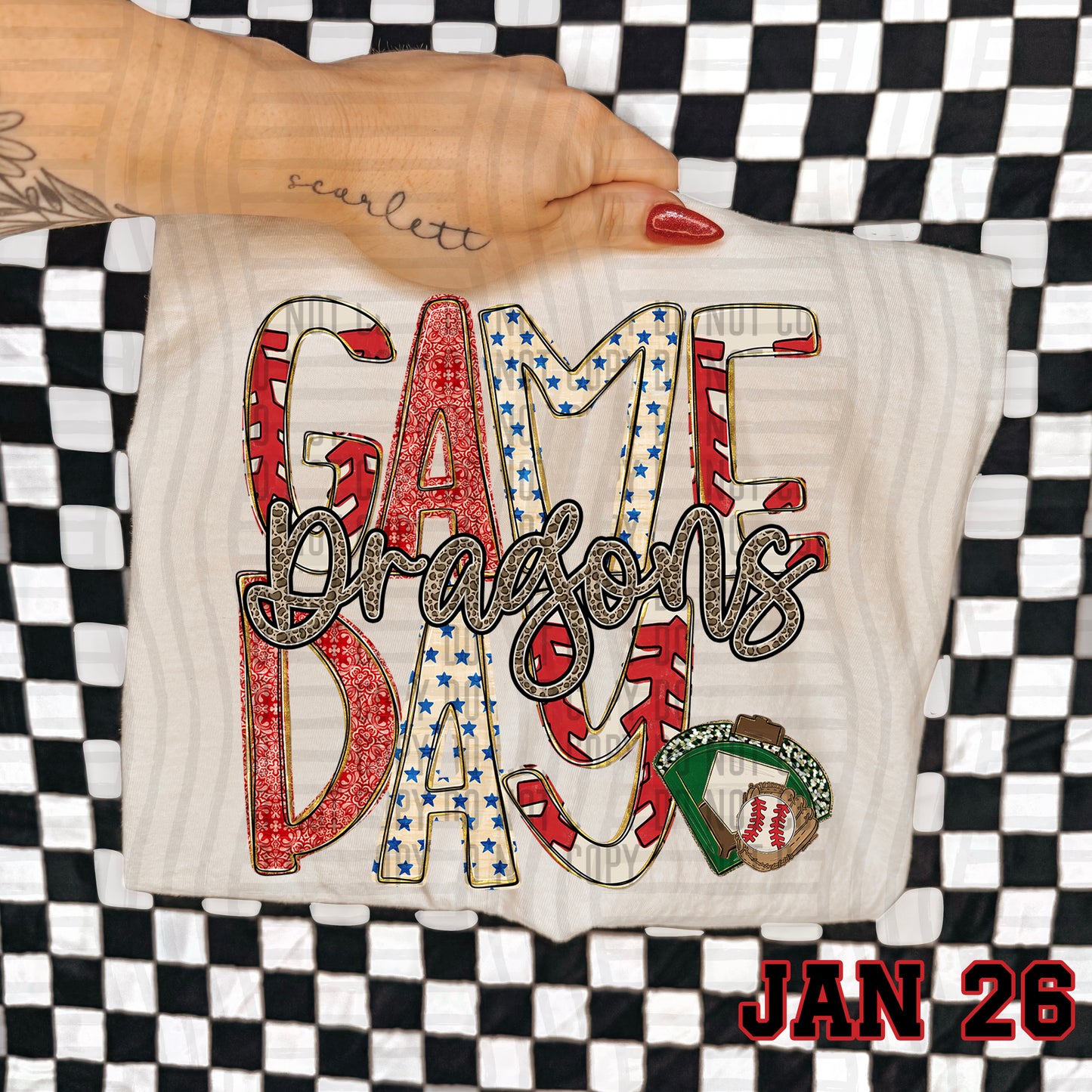 BASEBALL GAME DAY CHEETAH DRAGONS