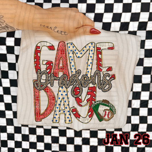 BASEBALL GAME DAY CHEETAH DRAGONS