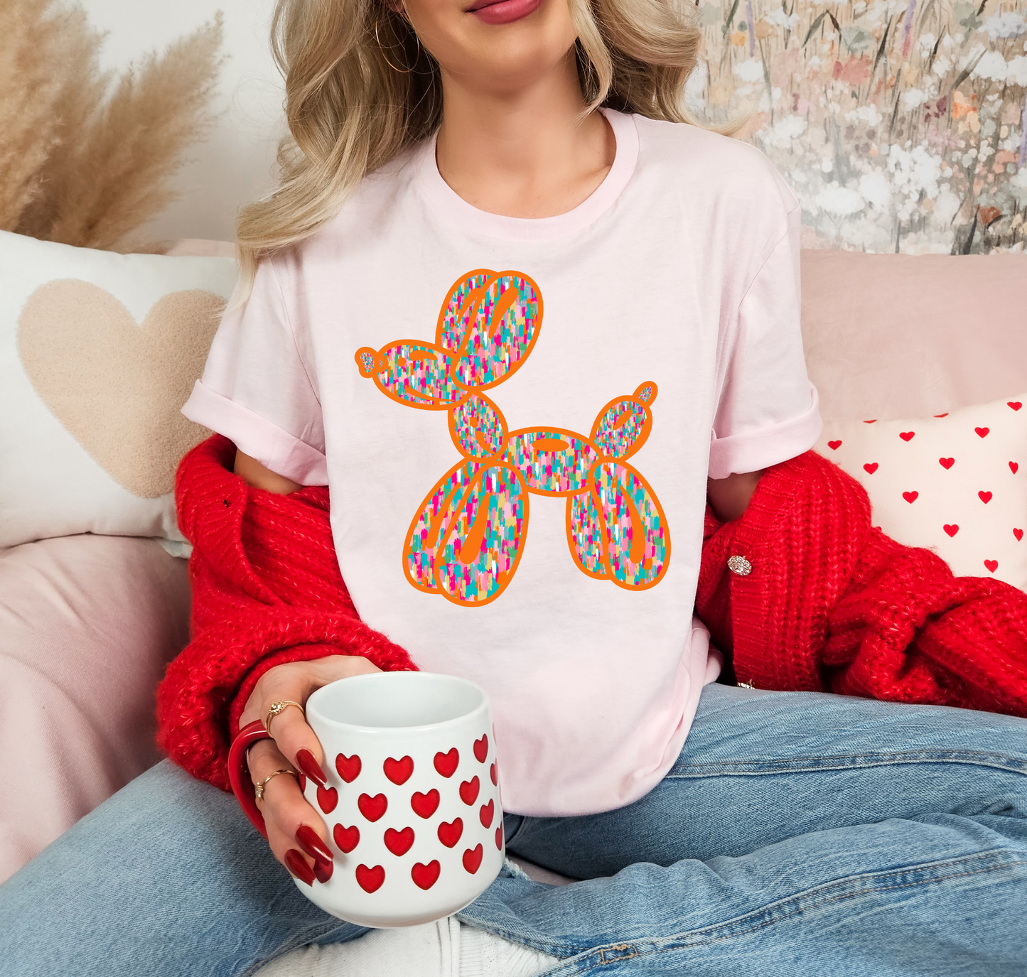 Orange Confetti Balloon Dog